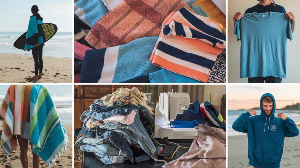guide to making a surf poncho using old clothes