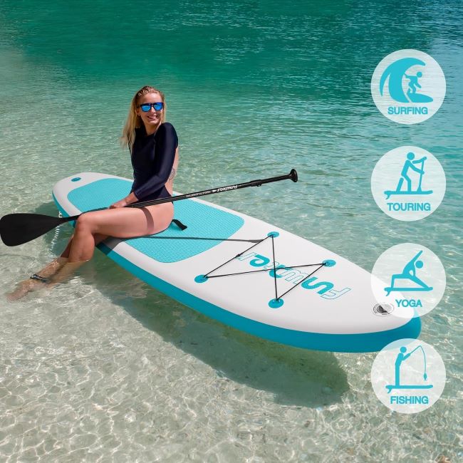 FunWater ultra-light inflatable stand up paddle board with non-slip deck and premium SUP accessories for youth and adults