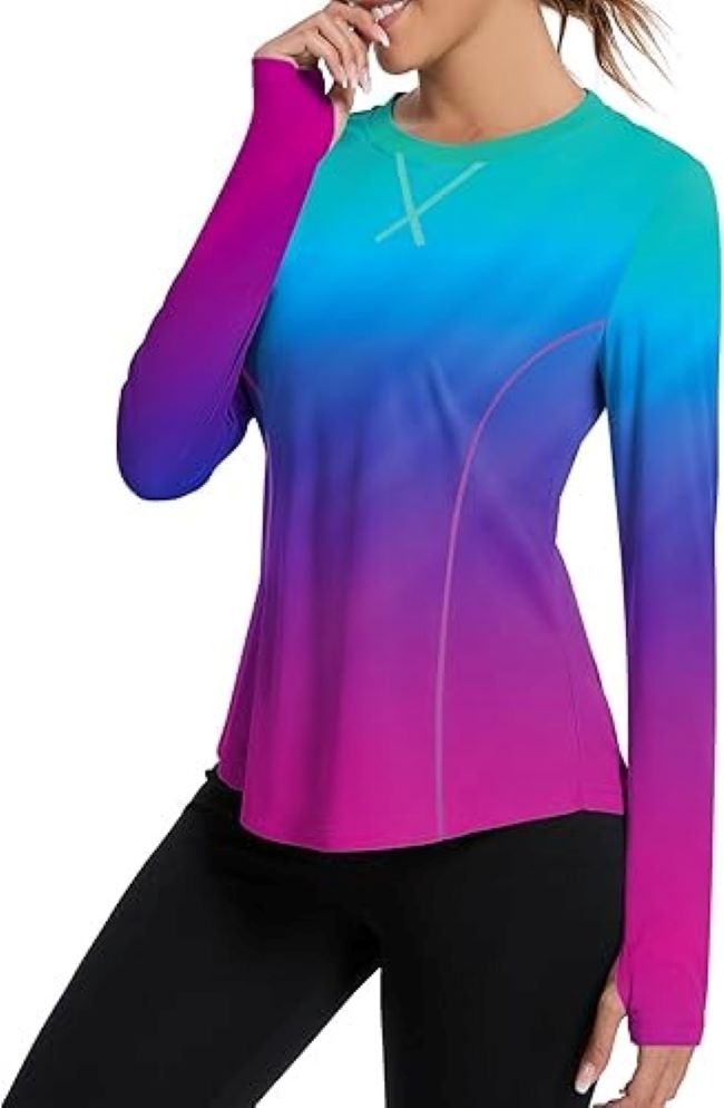 Avoogue women’s UPF 50+ long sleeve sun shirt with thumb holes quick-dry for hiking and running