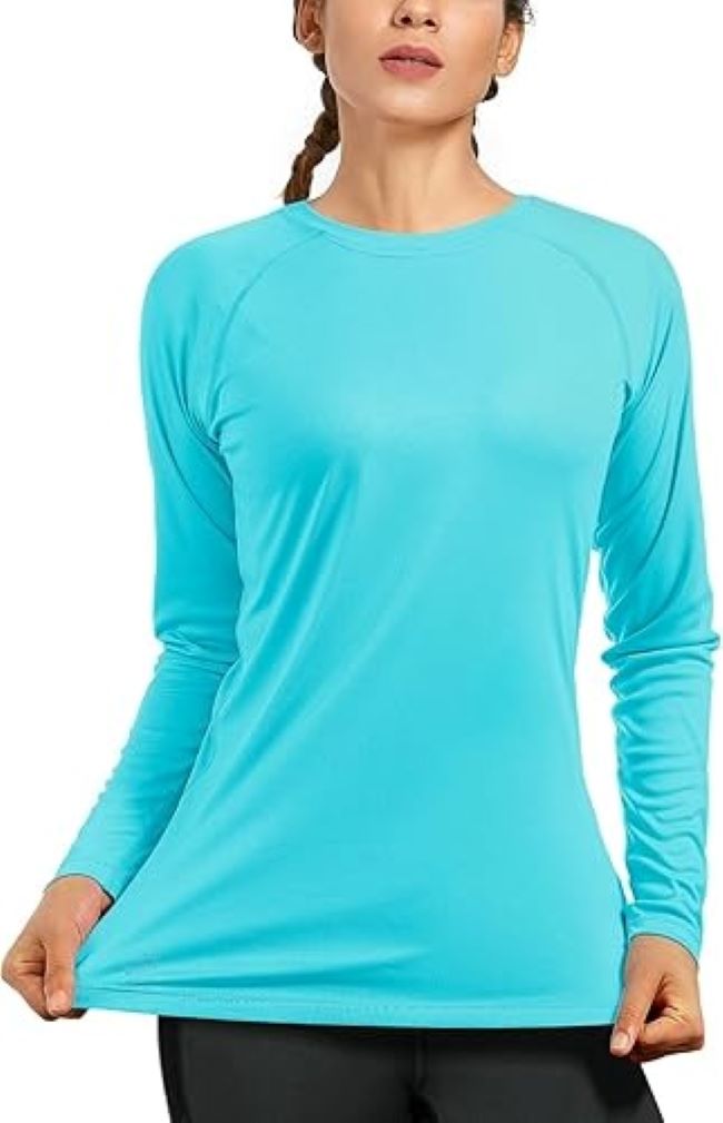 isnowood women’s UPF 50+ sun protection long sleeve rash guard shirt for hiking, running, and swimming
