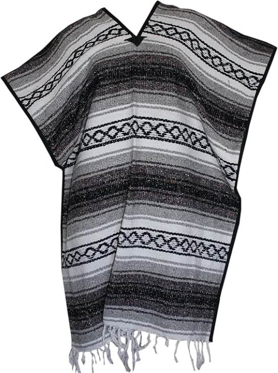 Mexican Blanket Classic Poncho Gray