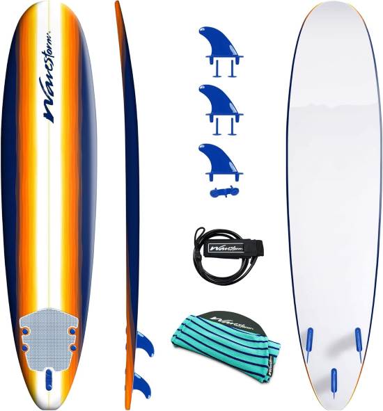 Wavestorm 8ft Classic Longboard Surfboard Unique Rasta Edition