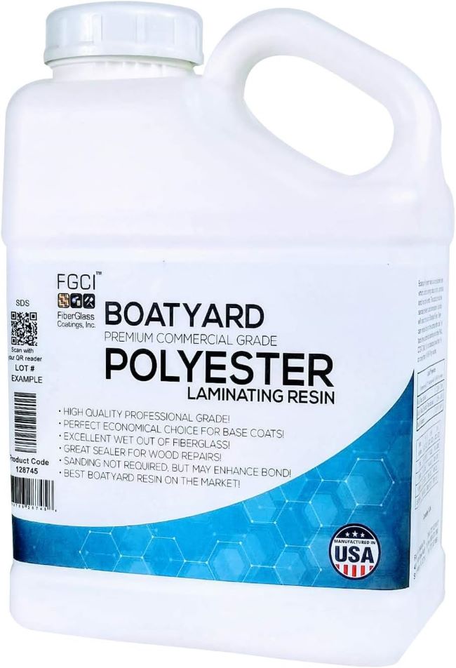FGCI Boatyard polyester laminating resin kit with MEKP hardener for boat and surfboard repair projects