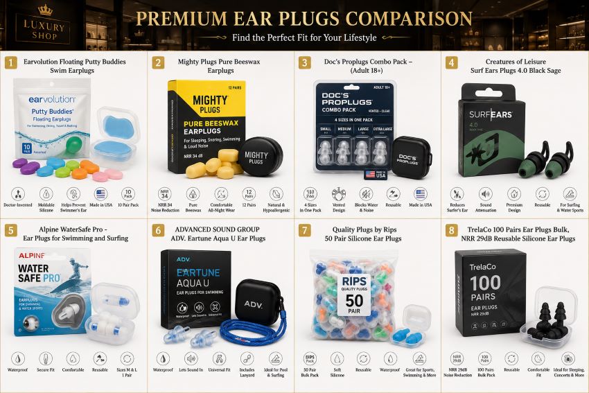Best surf ear plugs for surfers in Florida (FL) with secure fit and water-blocking features for ocean use