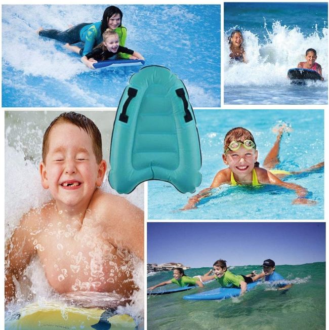 Trivamo inflatable surf bodyboard with handles, lightweight design for swimming, beach learning, and water safety practice