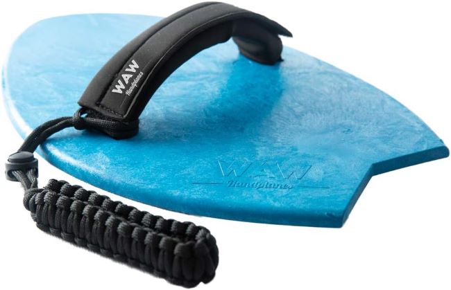 WAW Badfish bodysurfing handplane made from recycled ocean plastics, designed for improved grip, control, and wave riding performance