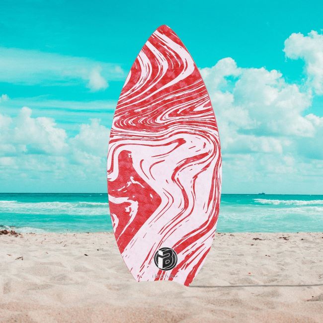 iBoard 41-inch Skipper wooden skimboard with high-gloss finish and traction pad, designed for beginners, teens, and adults enjoying beach skimming
