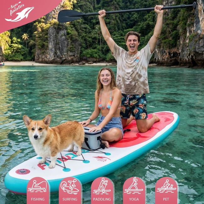 FunWater stand-up paddle board with non-slip EVA deck and complete accessory kit