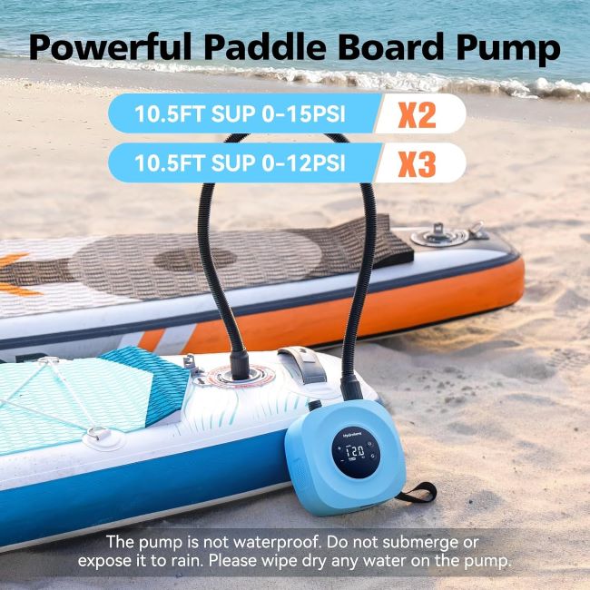 Hydrohero paddle board air pump with automatic shutoff for inflatable SUPs