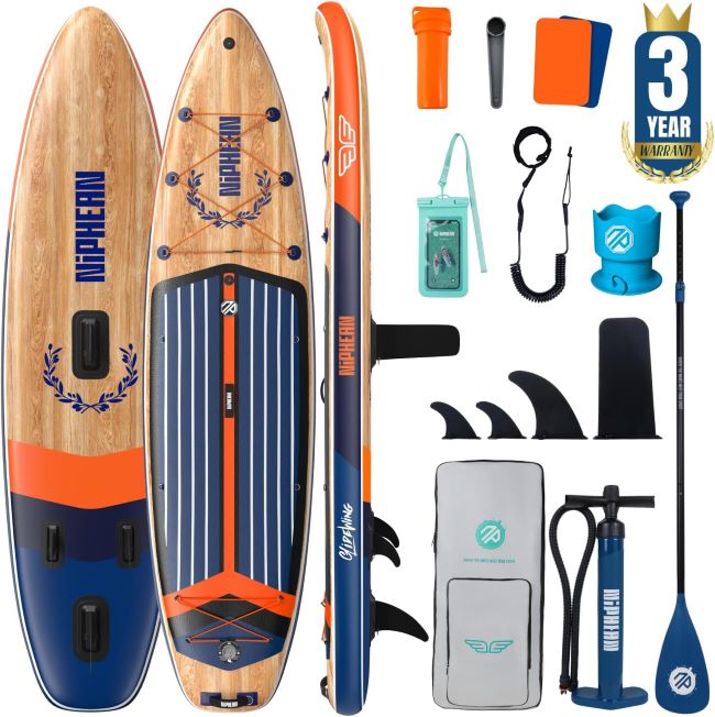 Niphean extra large inflatable paddle board on an Arizona lake with room for family paddling