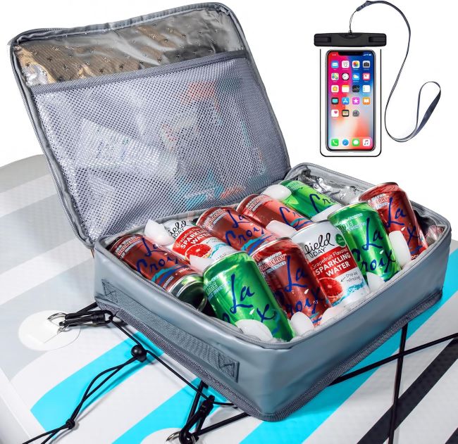 SUP-Now paddle board cooler attached to a SUP in North Carolina