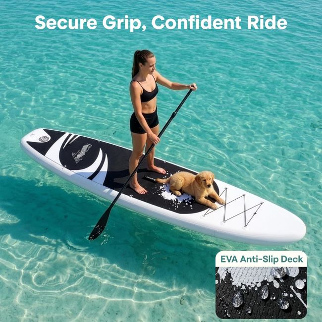 SereneLife paddle board ready for lakes, rivers, and coastal paddling in South Carolina