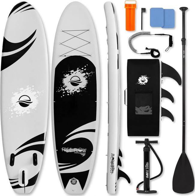 SereneLife inflatable SUP with non-slip EVA deck and premium accessories