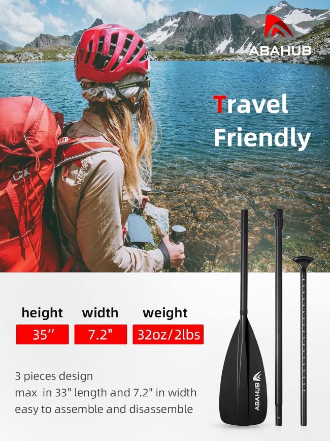 Abahub lightweight SUP paddle with durable blade and portable three-piece design for water adventures