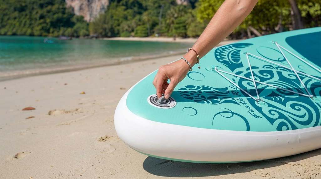 Deflating a Feath-R-Lite inflatable paddle board step by step