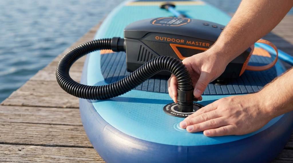Digital pressure display on OutdoorMaster Shark 3 Mini SUP Pump