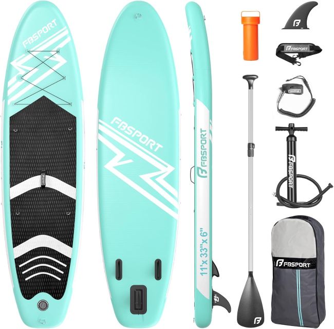 FBSPORT Premium SUP Board with wide non-slip deck for stable paddleboarding