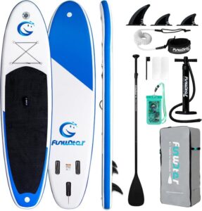 FunWater inflatable paddle board with wide non-slip deck for stable paddling