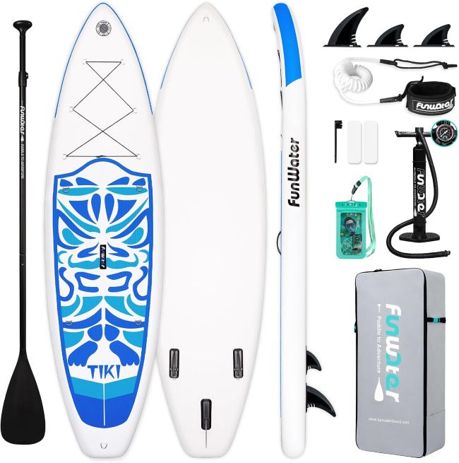 FunWater inflatable SUP for adults and youth with a stable non-slip deck