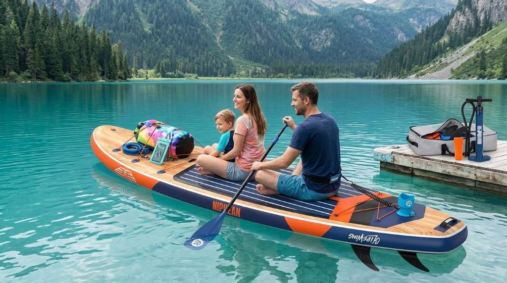 Niphean Extra Large Inflatable Paddle Board on calm lake