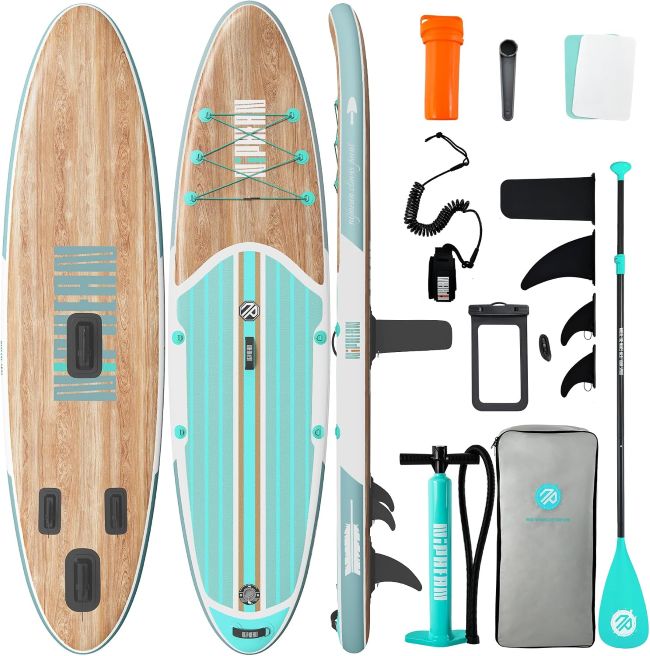 Niphean inflatable paddle board with non-slip deck for recreational water adventures