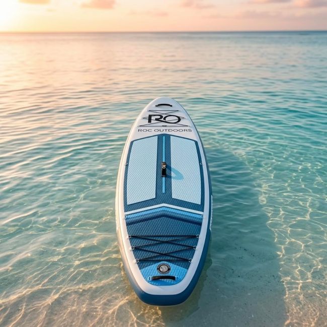 Roc portable stand-up paddle board designed for beginners enjoying lakes, rivers, and calm coastal waters