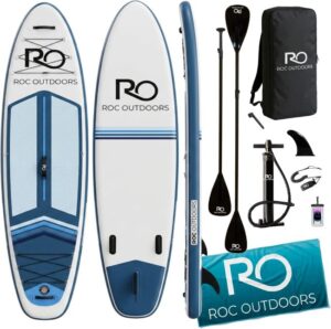 Roc inflatable paddle board with stable non-slip deck for beginner paddlers
