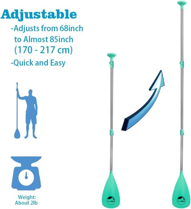 YVLEEN SUP paddle with durable fiber blade for comfortable recreational paddling and water sports