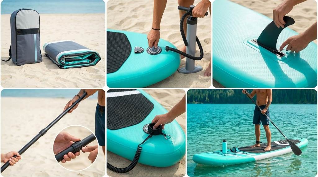 Attaching removable tracking center fin into inflatable SUP fin box